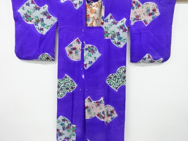 JAPANESE KIMONO / ANTIQUE MICHIYUKI COAT / SILK / TAISHO ROMAN STYLE / MON KINSHA / BOOKS & FLOWERS PATTERN